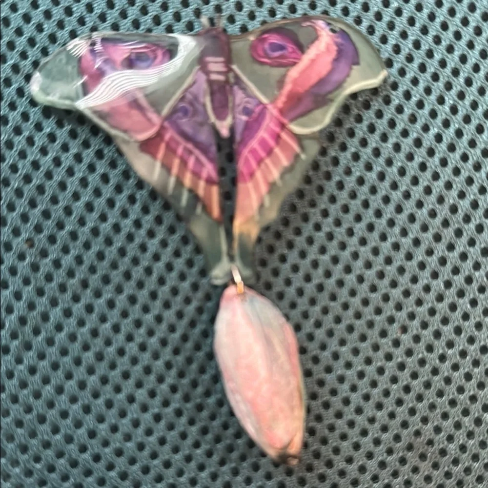 Handmade Luna Moth Pendant Purple Green Artisan Jewelry Focal